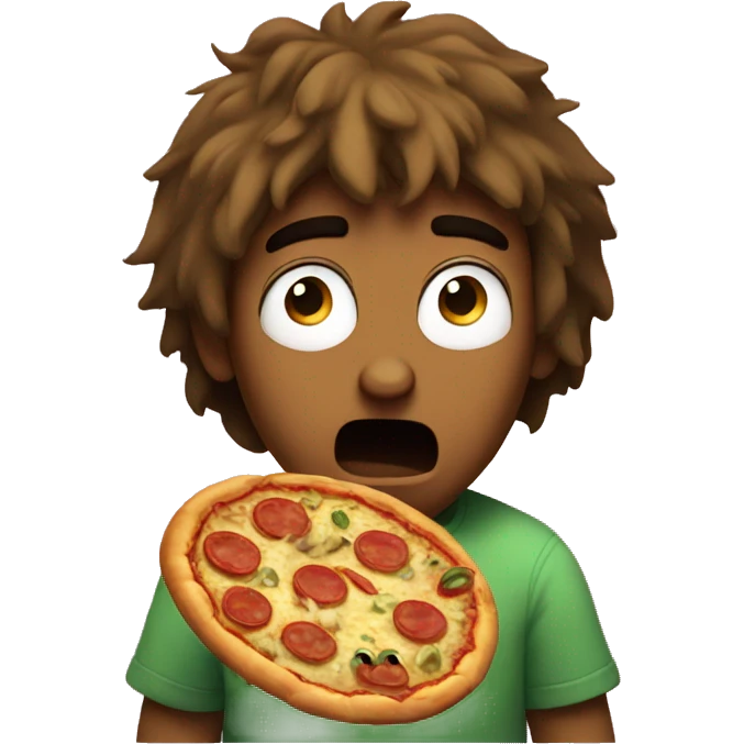 Shaggy scared of pizza emoji