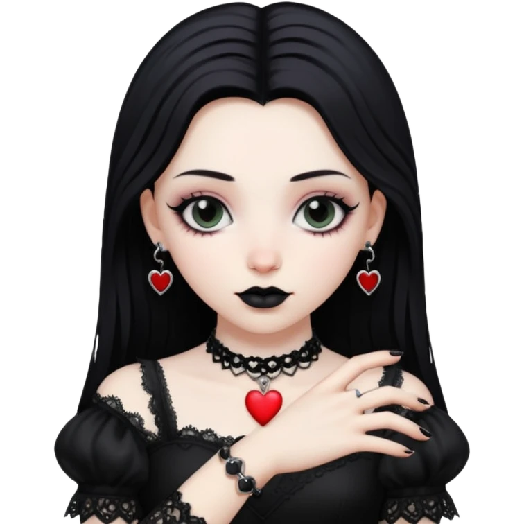 goth themed heart with a black lace bracelet emoji
