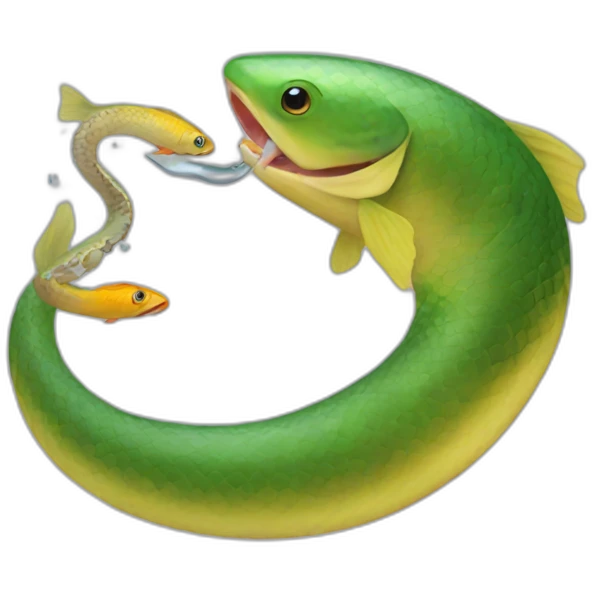 Fish eating a snake emoji