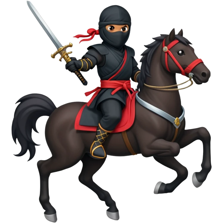 Ninja ride on horse and hold sword emoji