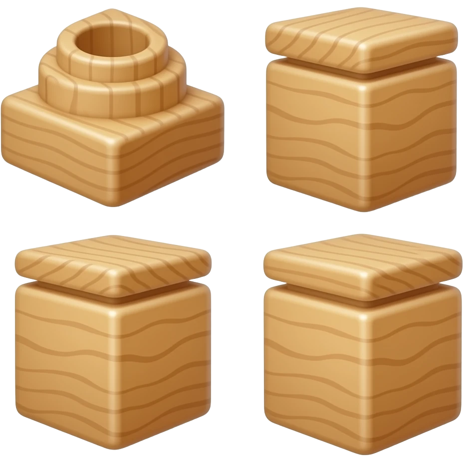 Wooden building block shapes emoji