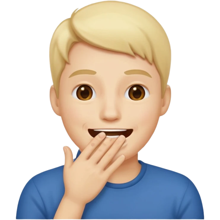 يضحك مع يد في فمه emoji