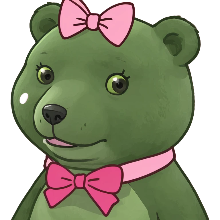 Bear wearing a pink bow emoji
