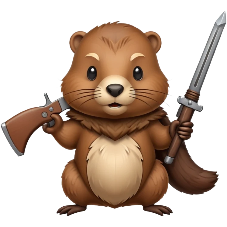 сгенириируй бобра с оружем emoji