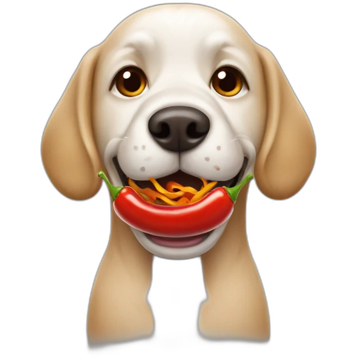 a doodle dog with a chili in his mouth emoji
