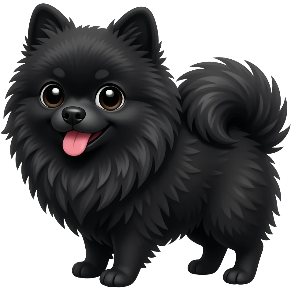 a black pomeranian sticks out tongue emoji