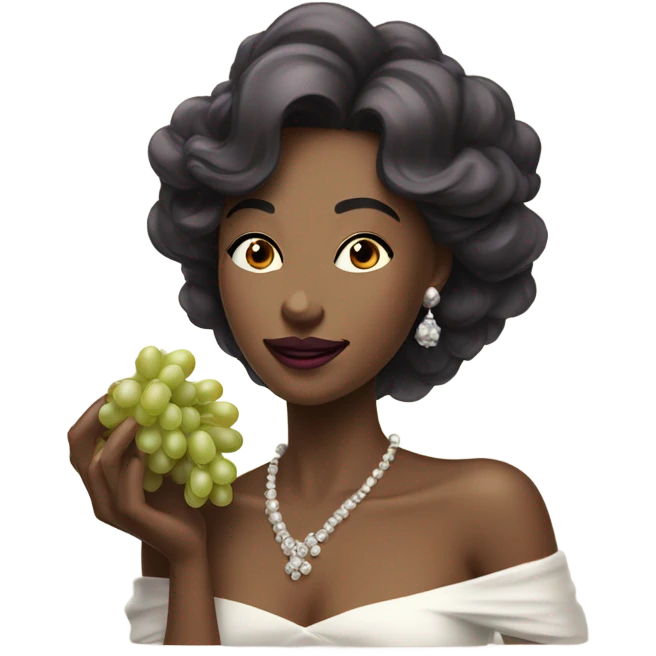 woman eating grapes like royalty emoji