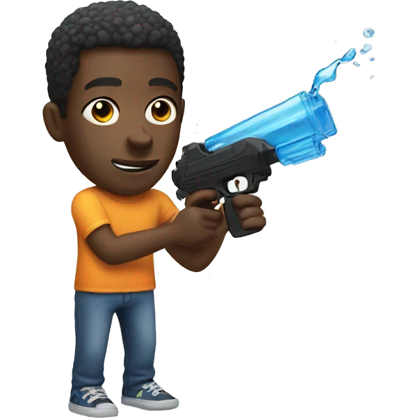 Black guy with a water gun emoji
