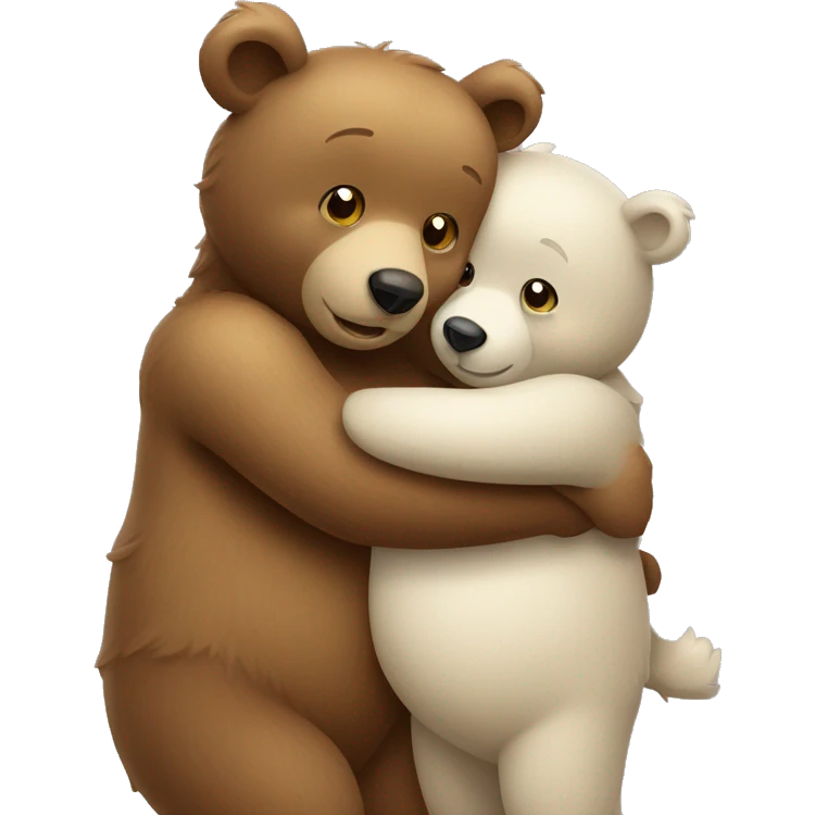 two cute bears hugging emoji