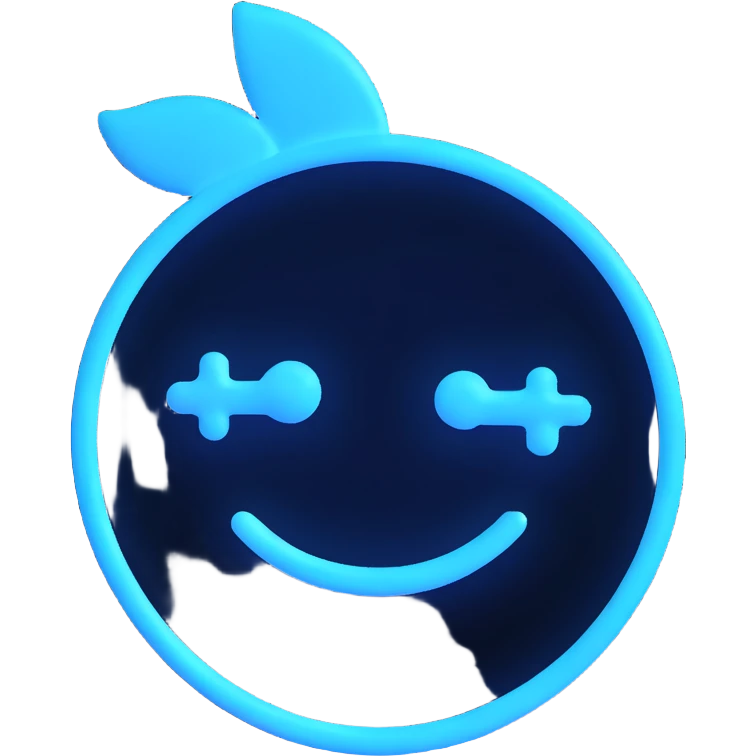Shopify logo glowing with blue neon effect in 3D emoji style emoji