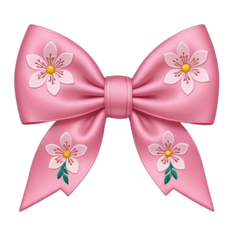 sakura bow with floral embroidery emoji