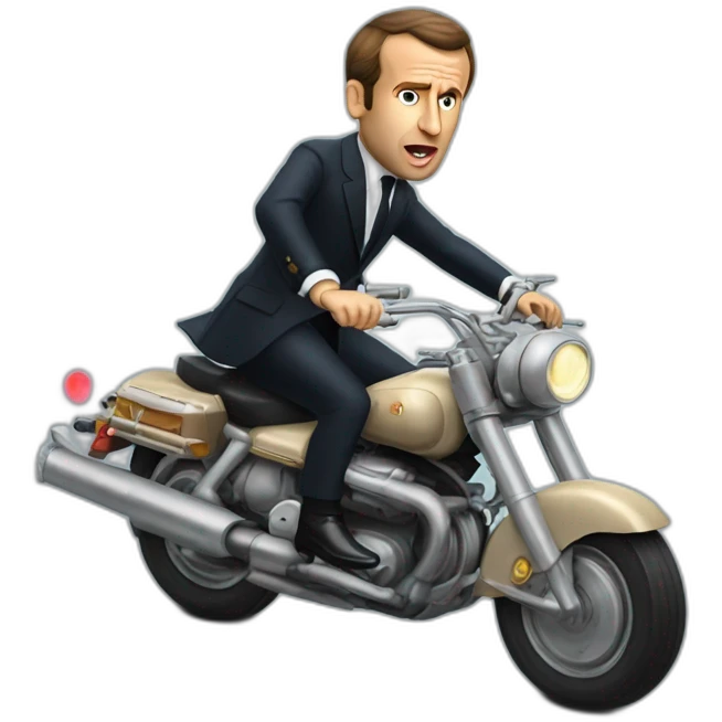 Emmanuel Macron riding a Bullet bill emoji