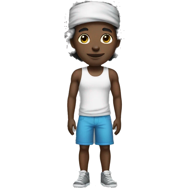 full body black afro guy with headband emoji