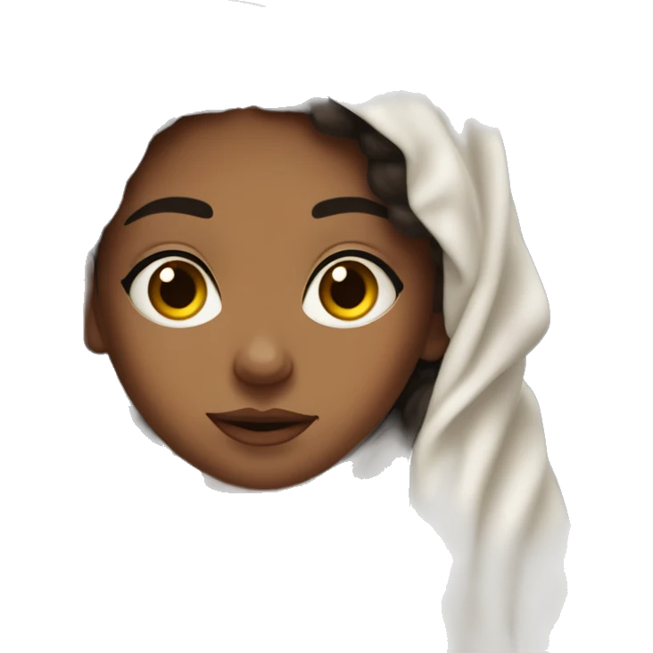 Métisse  Girl with dark brown  hair  laying down cozy in a white blanket emoji
