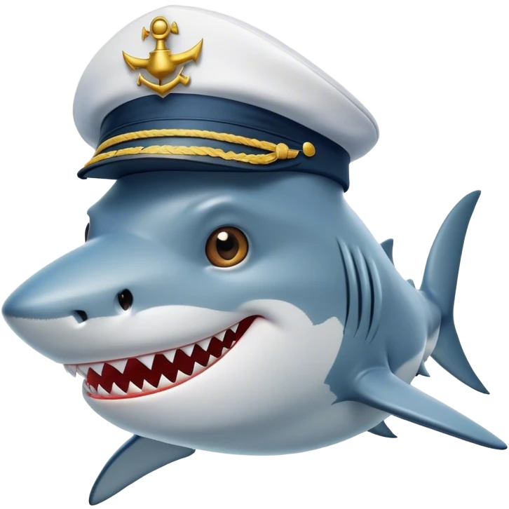 shark wearing a captains hat emoji