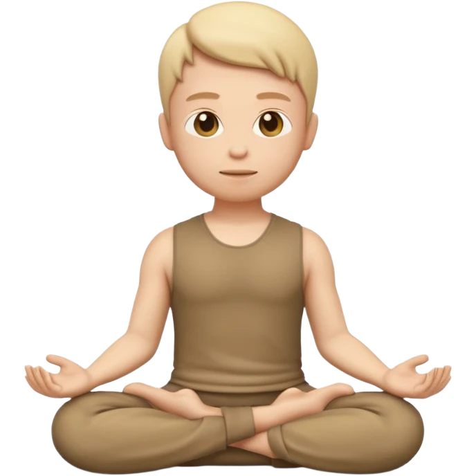 3D emoji style person sitting cross-legged meditating, calm face, centered, soft shadow, white background. emoji