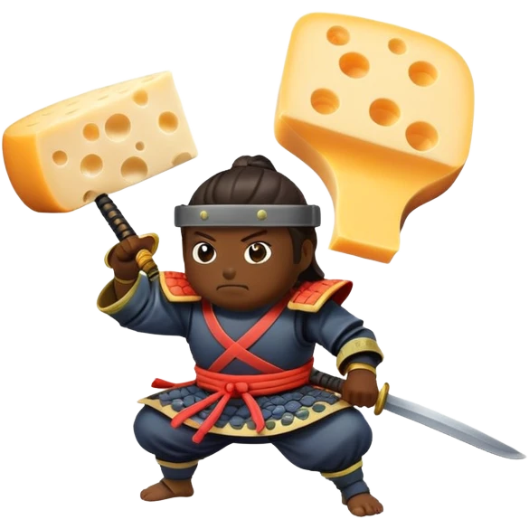 a samurai cutting cheese and farting emoji