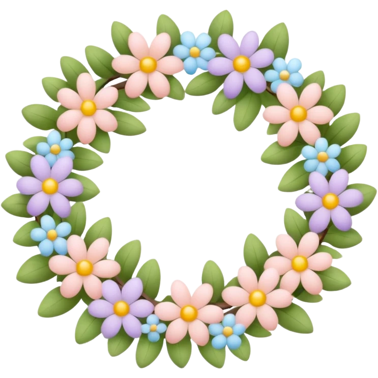 flower wreath with pastel colors, in a shape of an egg emoji