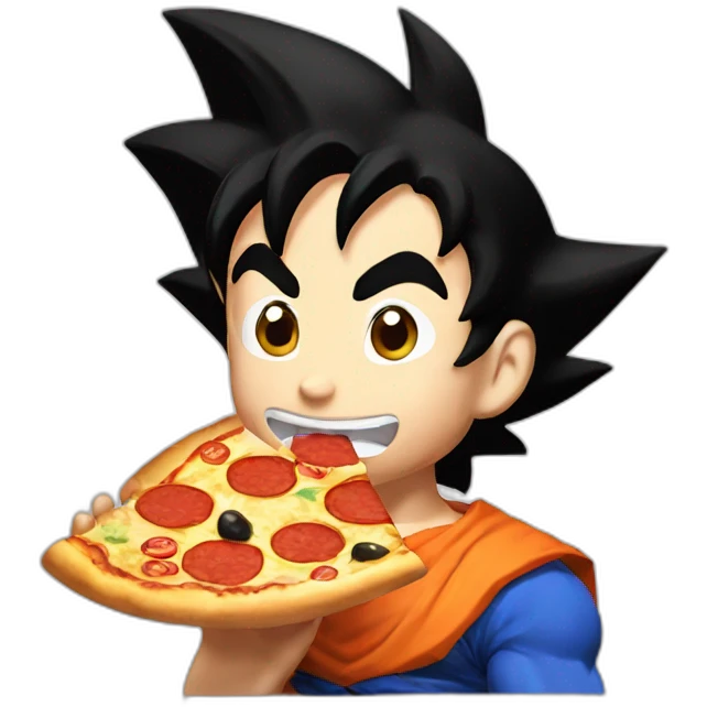 Goku eating pizza emoji