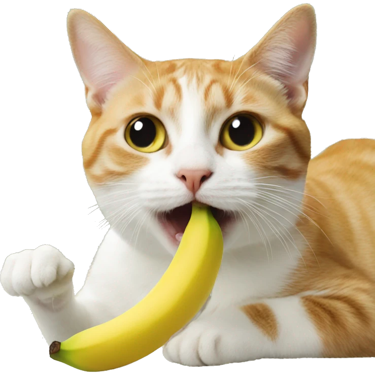 a cat eating a banana emoji