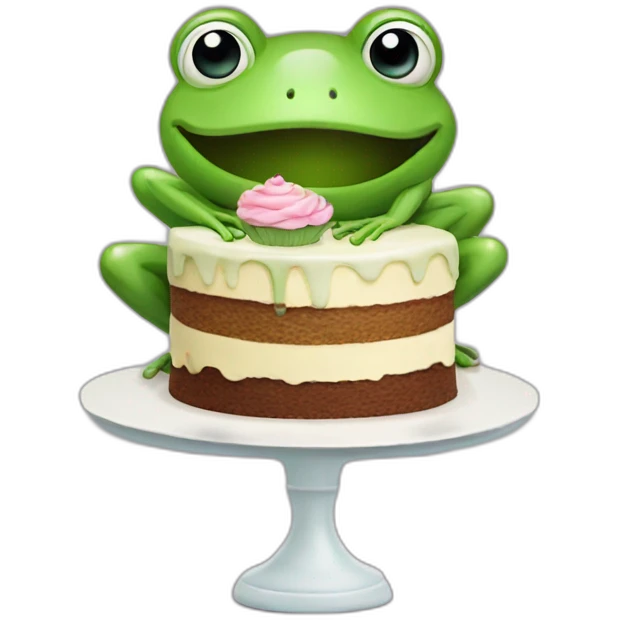 Frog with cake emoji