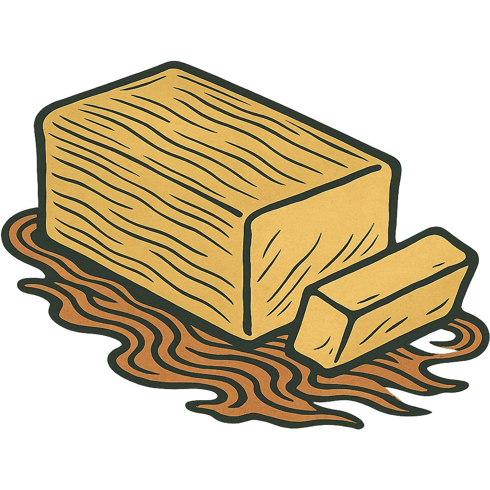 ukiyo-e inspired butter stick, stylized lines, traditional color palette emoji