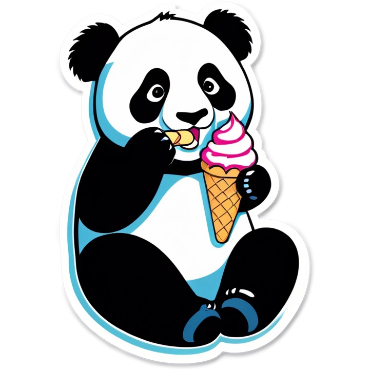 Panda eating ice cream emoji