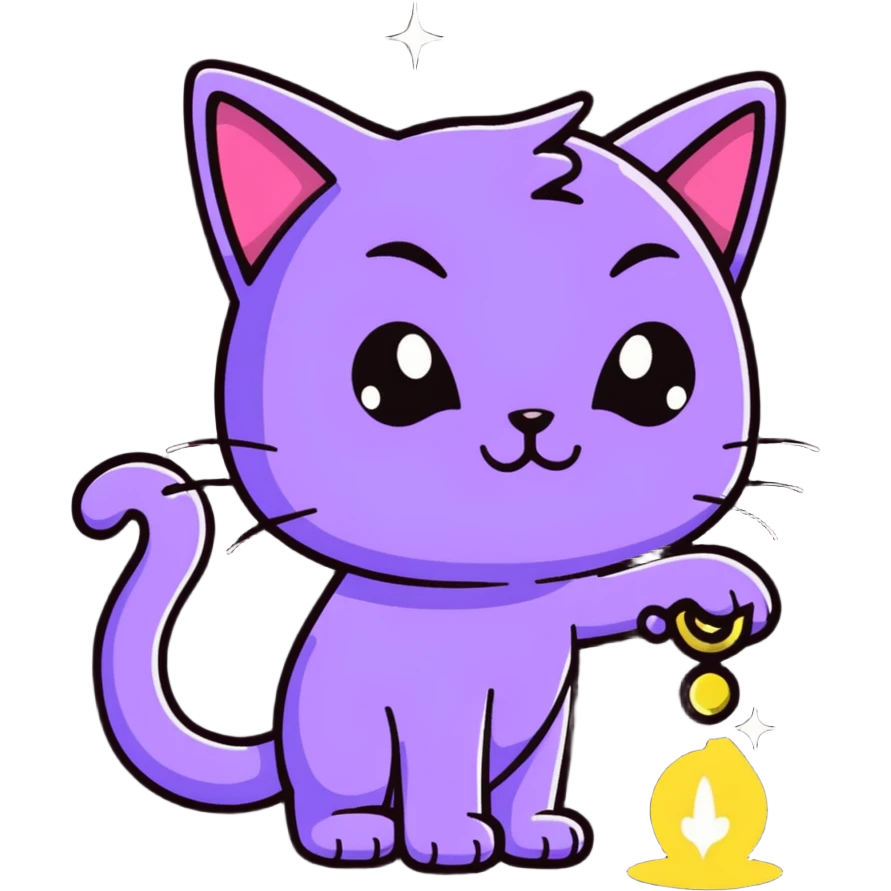 alien cat casting a spell with sparkles and stars emoji