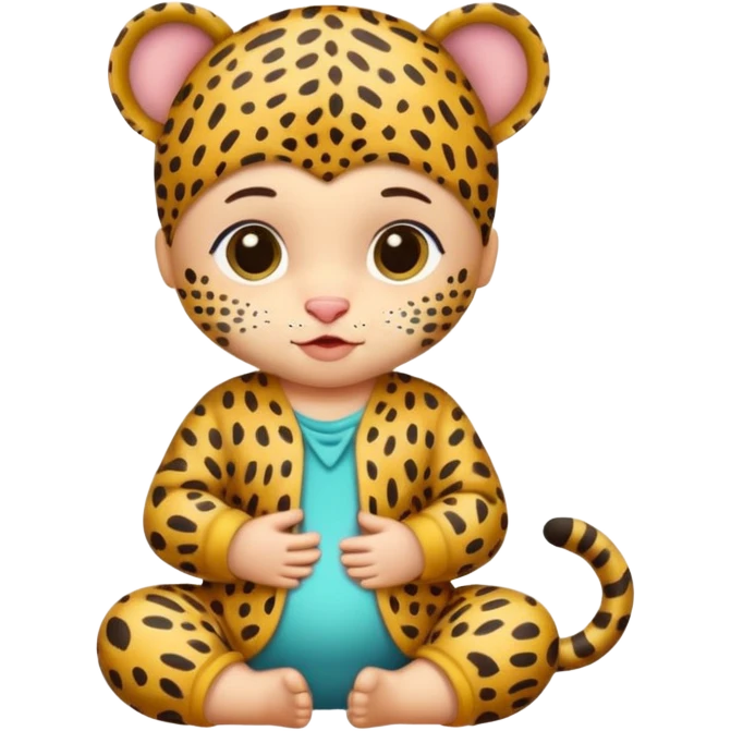 human baby with leopard patterned clothes emoji