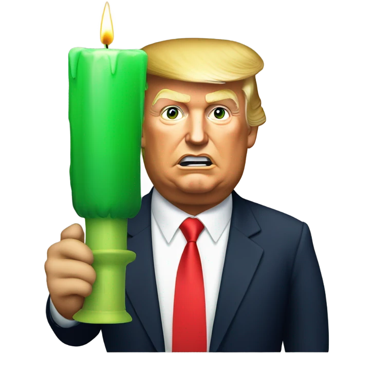 Donald trump holding a stock market green candle emoji