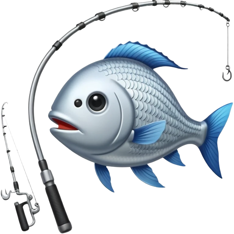 curve fishing rod with fish emoji