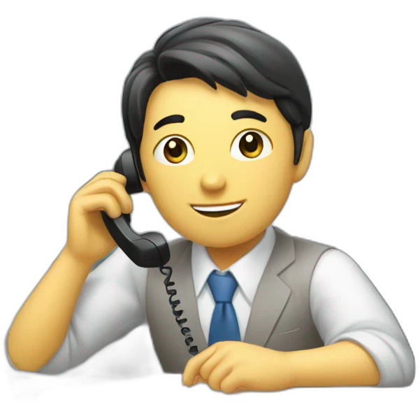 A Japanese office worker answering a phone call and taking notes emoji