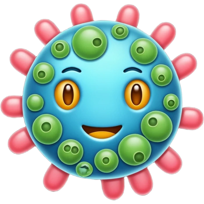 bacteria with organelles, minimal and colorful, emoji style emoji