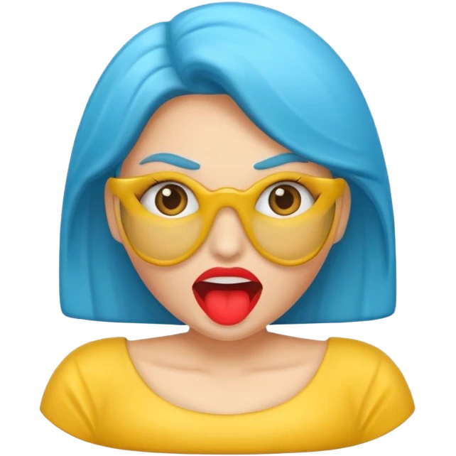 plastic woman with big mounth emoji
