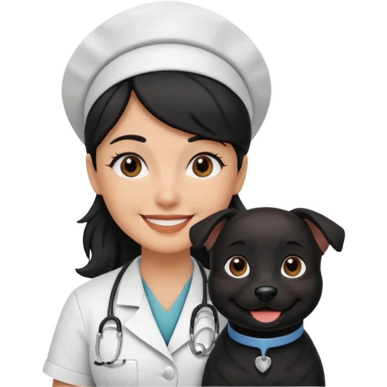 Nurse cute black dog emoji