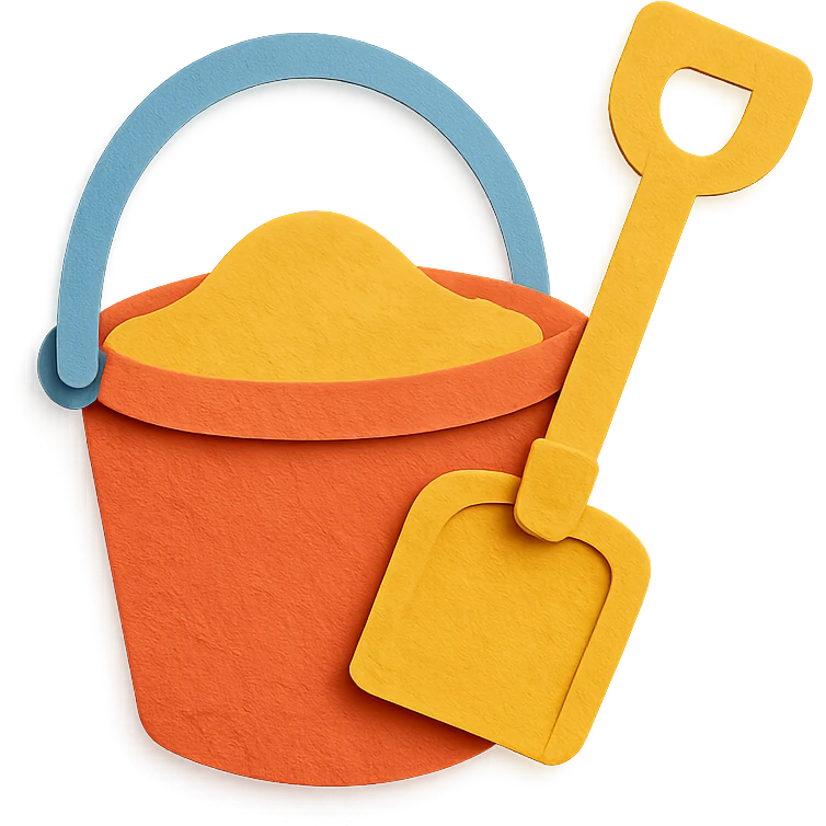 beach bucket and pail with layered paper effect on a white background in paper-craft style emoji