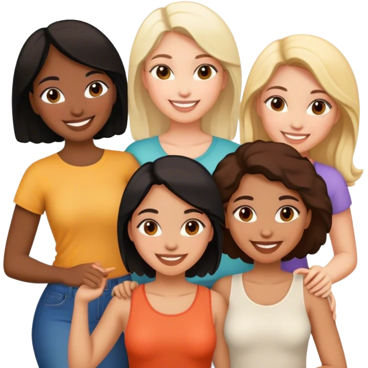 Four female friends, two Latin, one black and one is white  emoji