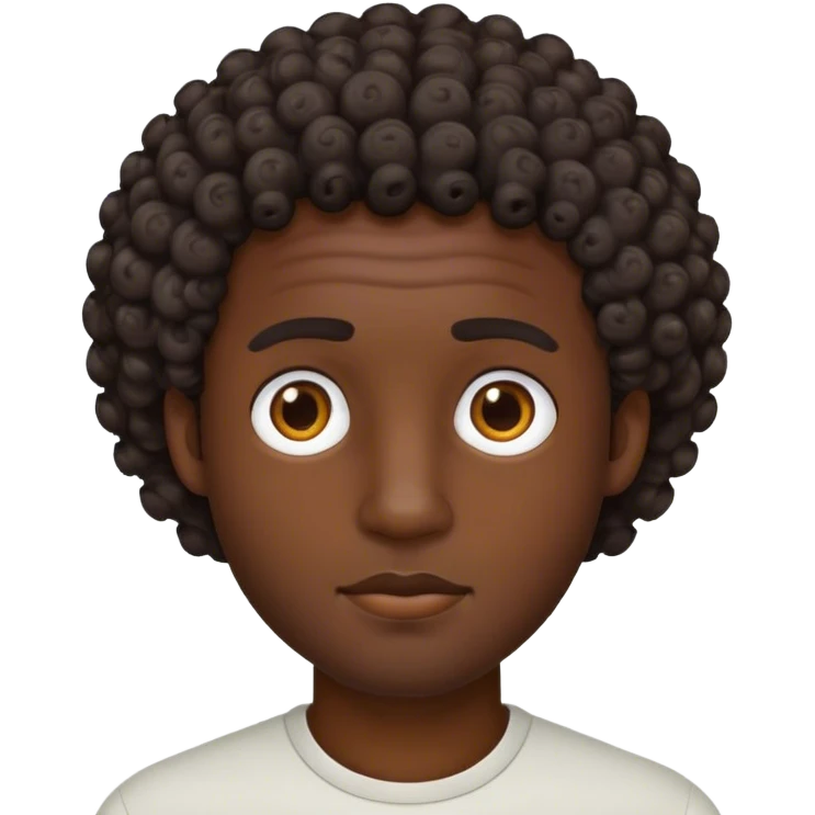 dark chocolate man curly short hair  emoji