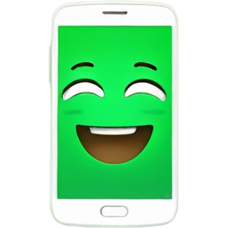 Green smartphone feeling happy emoji
