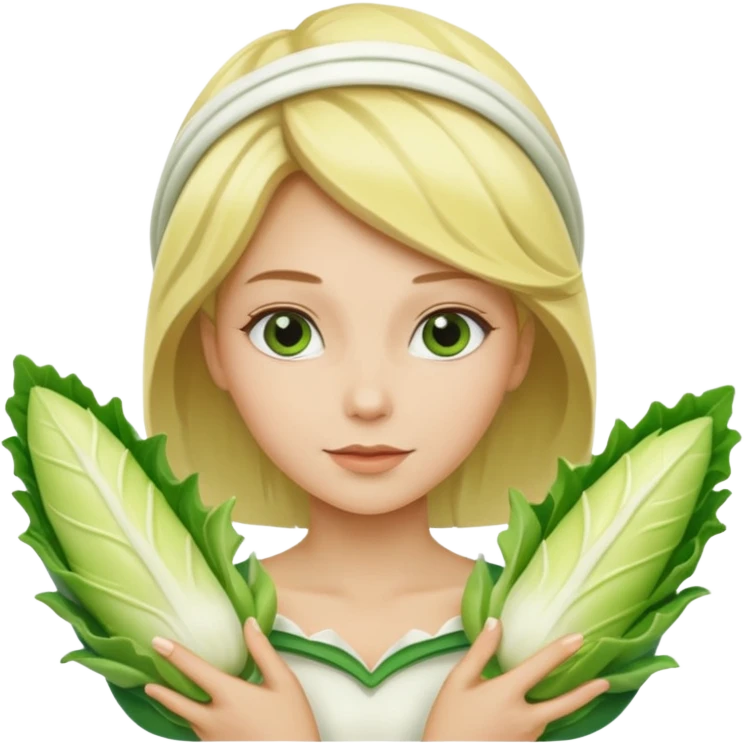 Femme blonde 👩🏼 déguisée en endive emoji