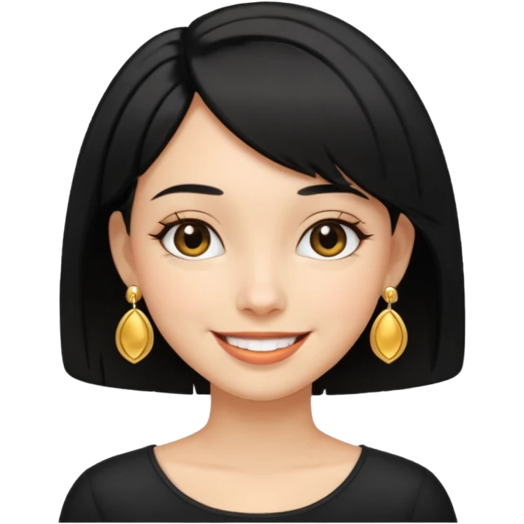 girl with bob black hairstyle and big designed earrings emoji