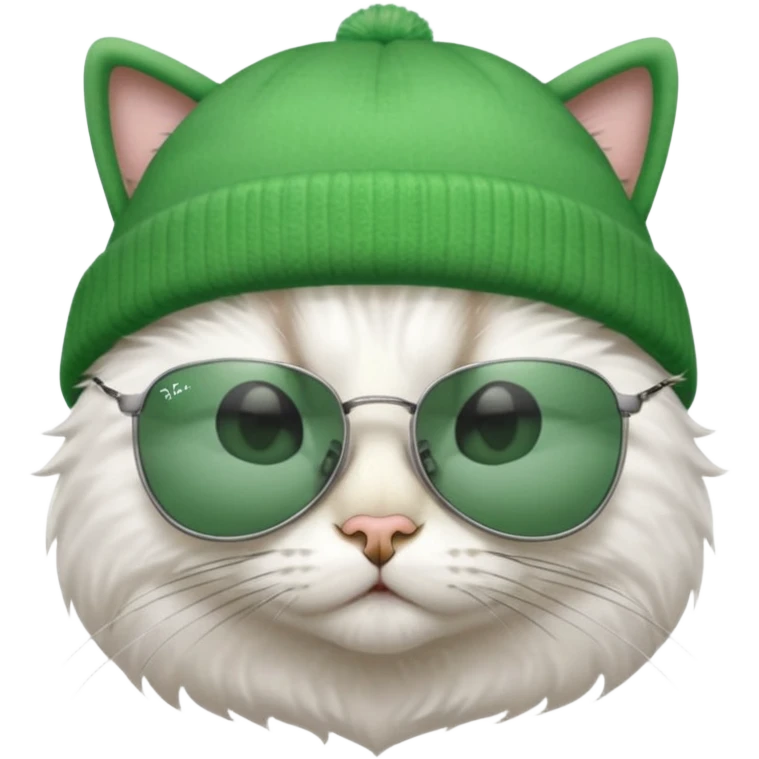 cat wearing a green beanie and ray ban sunglasses emoji