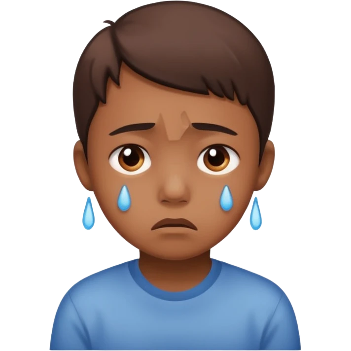 kid with brown clear skin sad hurt emoji