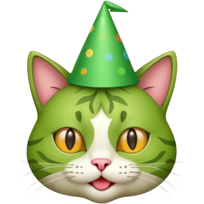 green cat full boy  with party hats emoji