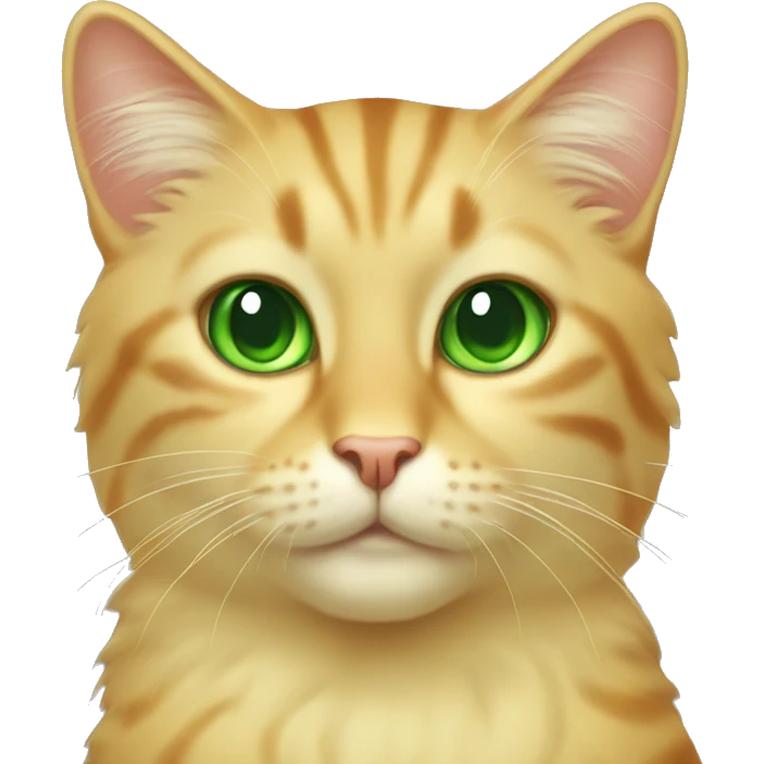 Butter cat with green eyes long hair emoji