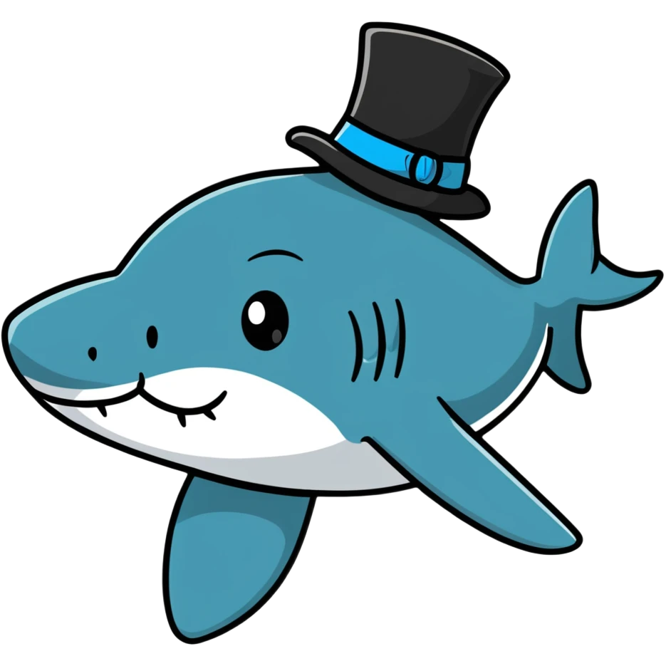 Shark with a top hat emoji