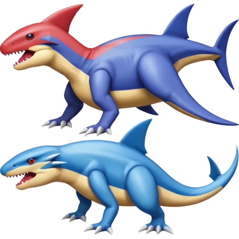 Genesect-Garchomp-Koraidon-Salamence-Latios-Sharpedo-fusion emoji