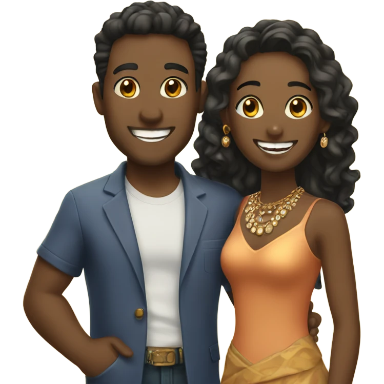 smiling couple with jewelry emoji