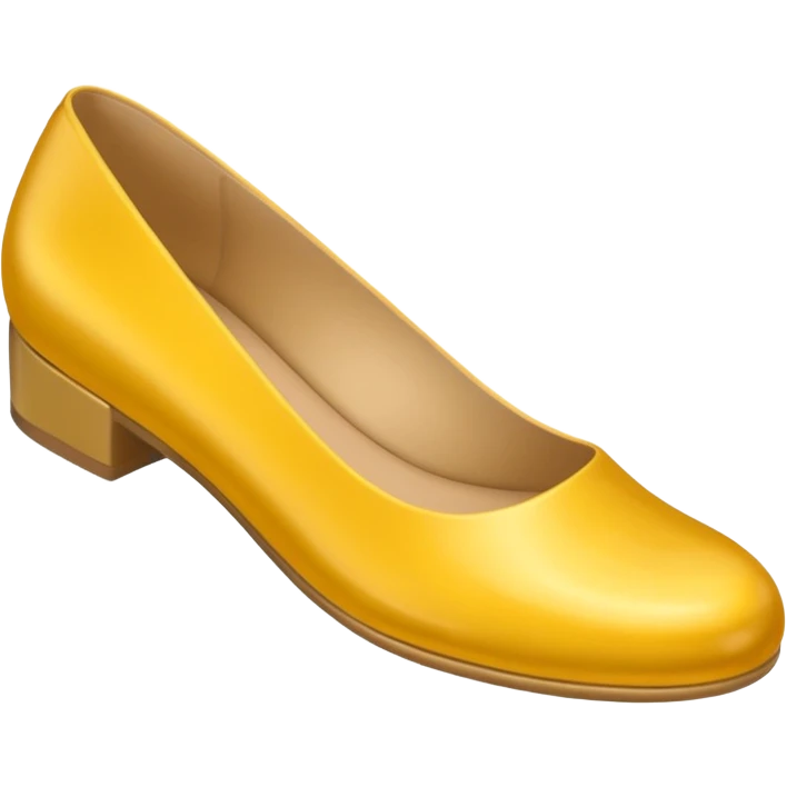 A 3D cartoon golden-yellow flat shoe with rounded toe and simple chic design, glossy finish, isolated background, Memoji-style. emoji