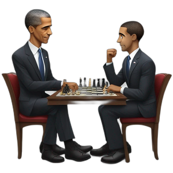 Barack Obama playing chess against Mohamed Salah emoji